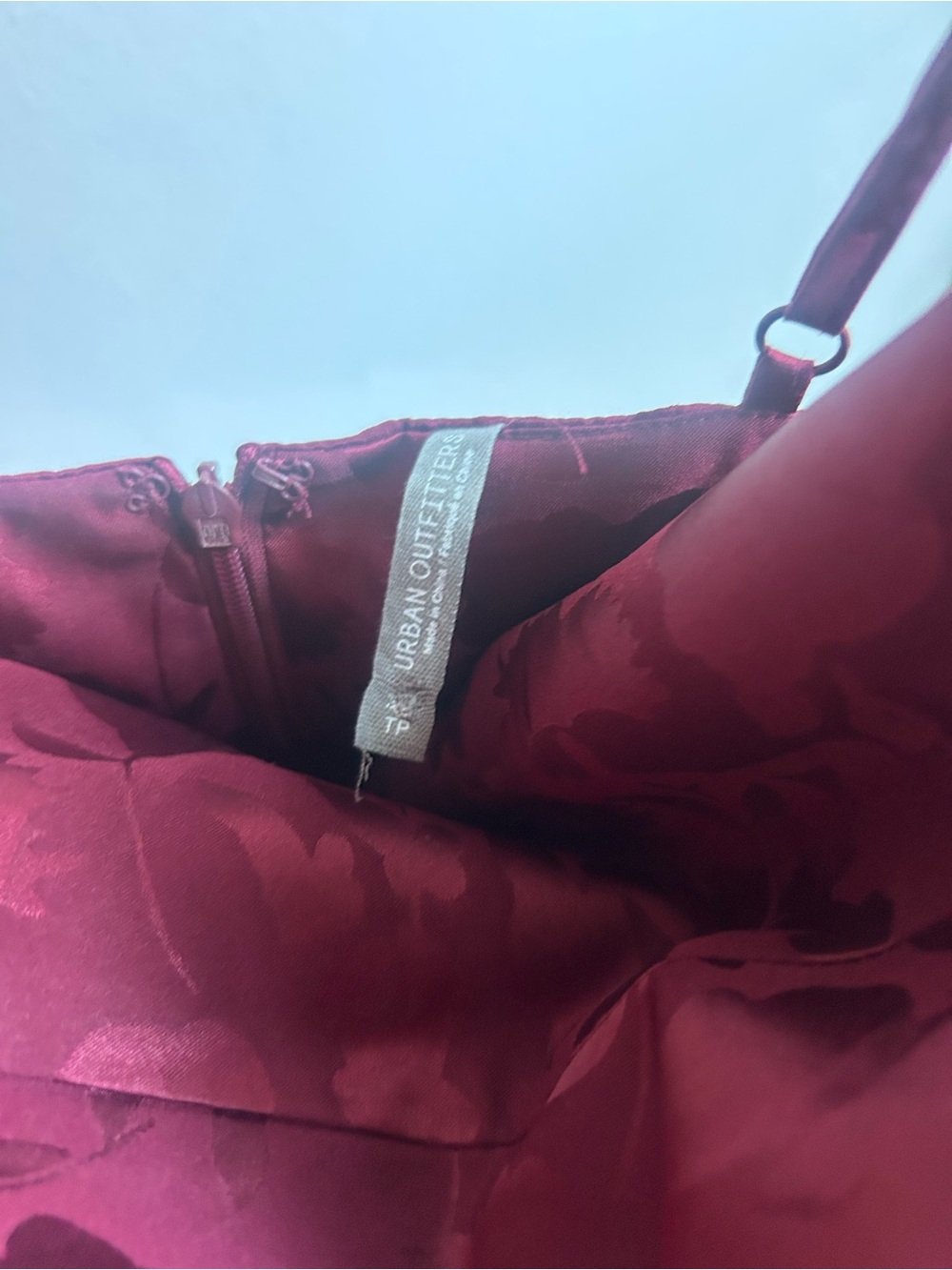 Urban Outfitters Wine Red Floral Satin Slip Dress - Picture 4 of 4